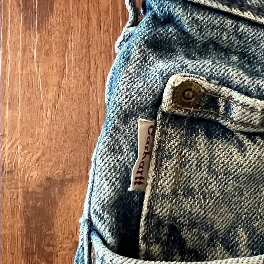 Distressed VTG Carhartt Men's Relaxed Fit Flannel Lined Blue Jeans
